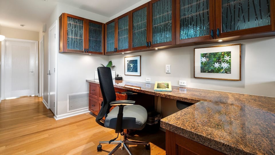 Upstairs Work Space with Large Desk and Bench