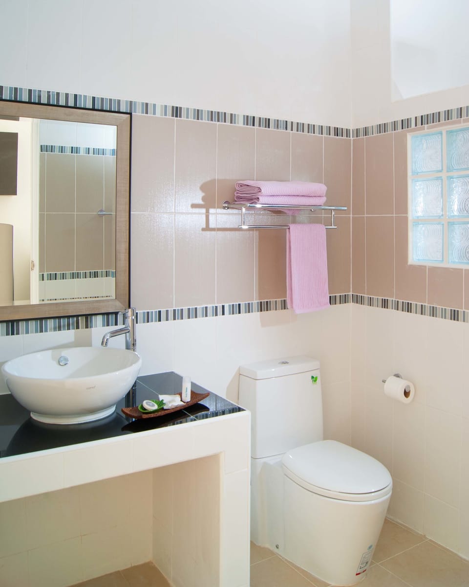 Deluxe Double Room | Bathroom | Shower, towels, soap, toilet paper