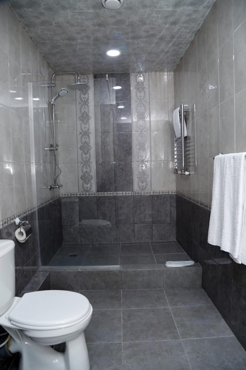 Shower, free toiletries, hair dryer, slippers