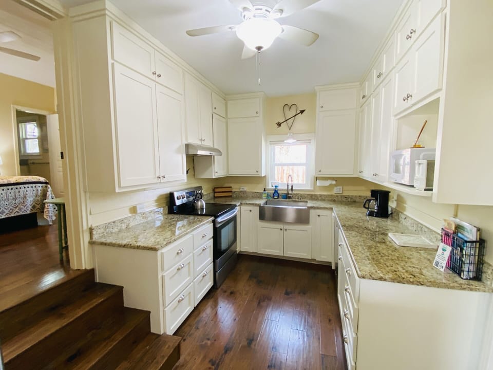 Microwave, coffee/tea maker, ice maker, paper towels