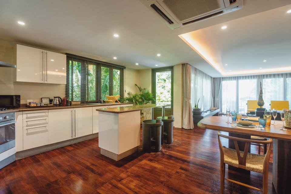 Grand Villa, 2 Bedrooms, Private Pool, Beachfront (Lux) | Private kitchen | Full-size fridge, electric kettle