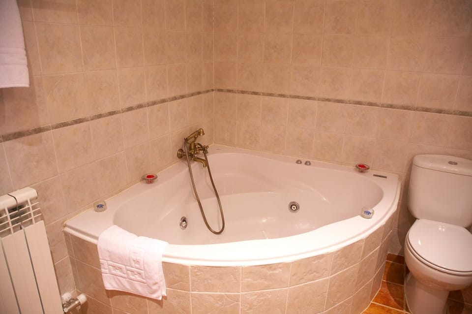 Designer toiletries, hair dryer, towels