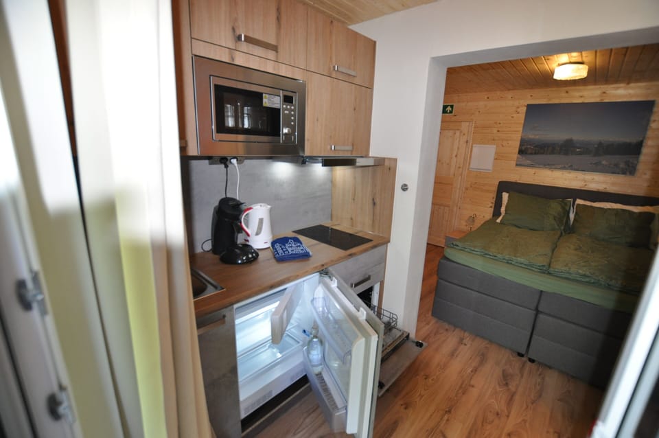 Studio Gerlitzen | Private kitchen | Full-size fridge, stovetop, dishwasher, coffee/tea maker