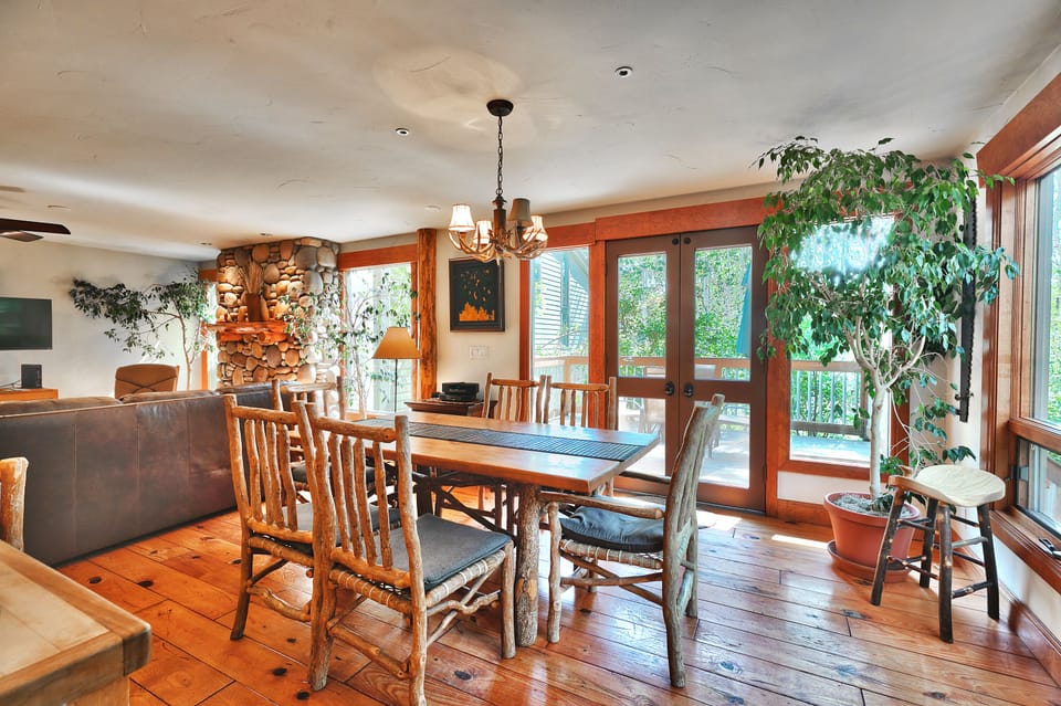 The French doors open to a private deck 