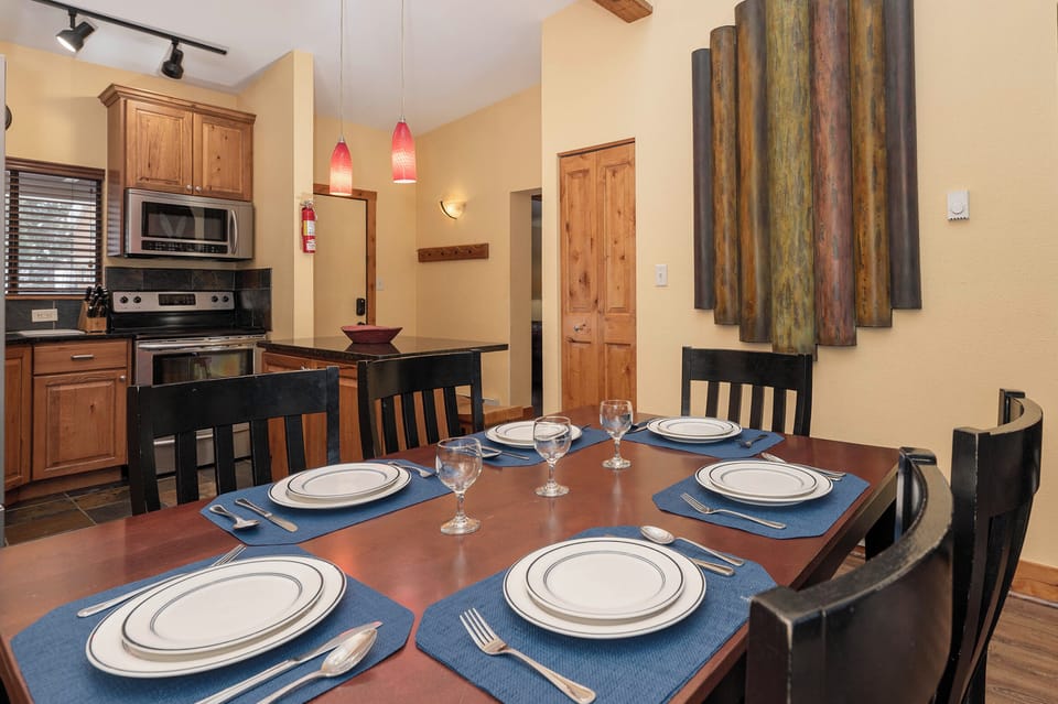 Your spacious dining area seats six comfortably, perfect for memorable meals with loved ones in this beautifully appointed space.
