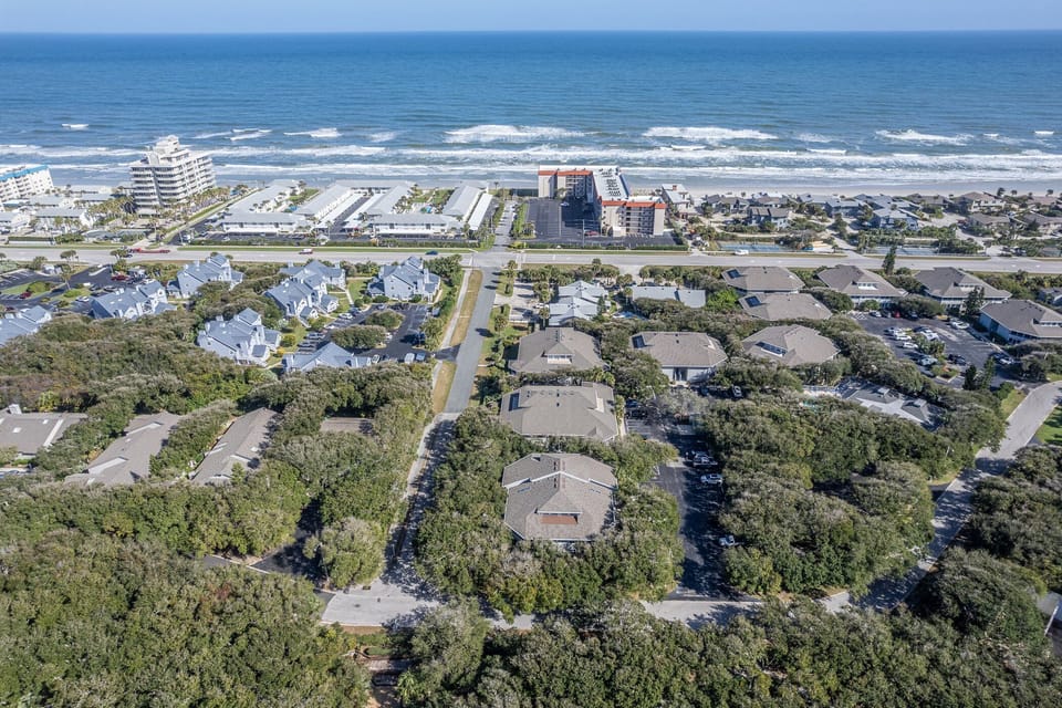 Aerial view of the building.