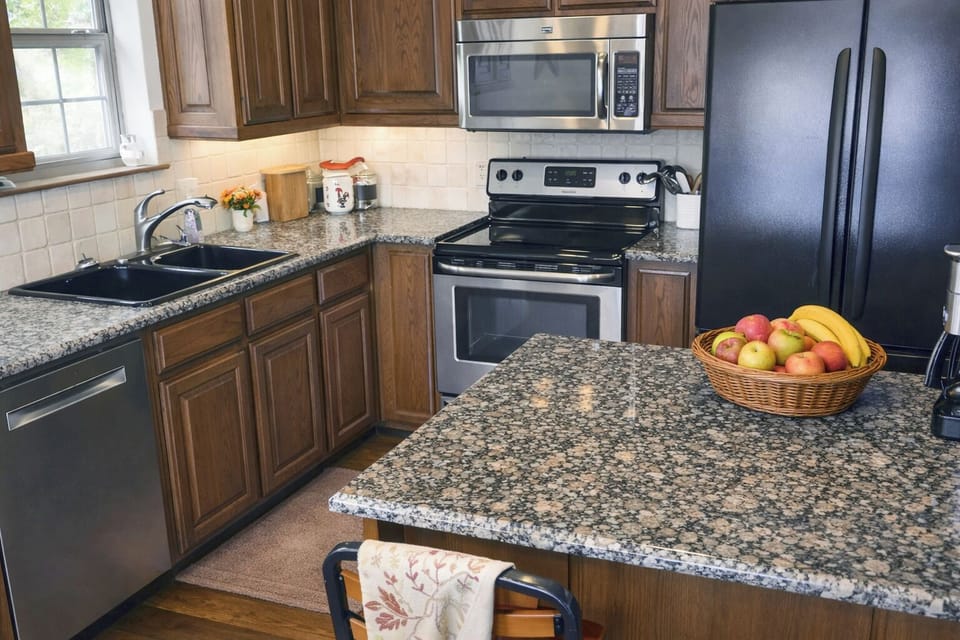 
Kitchen is not large, but well equipped with what you need.
