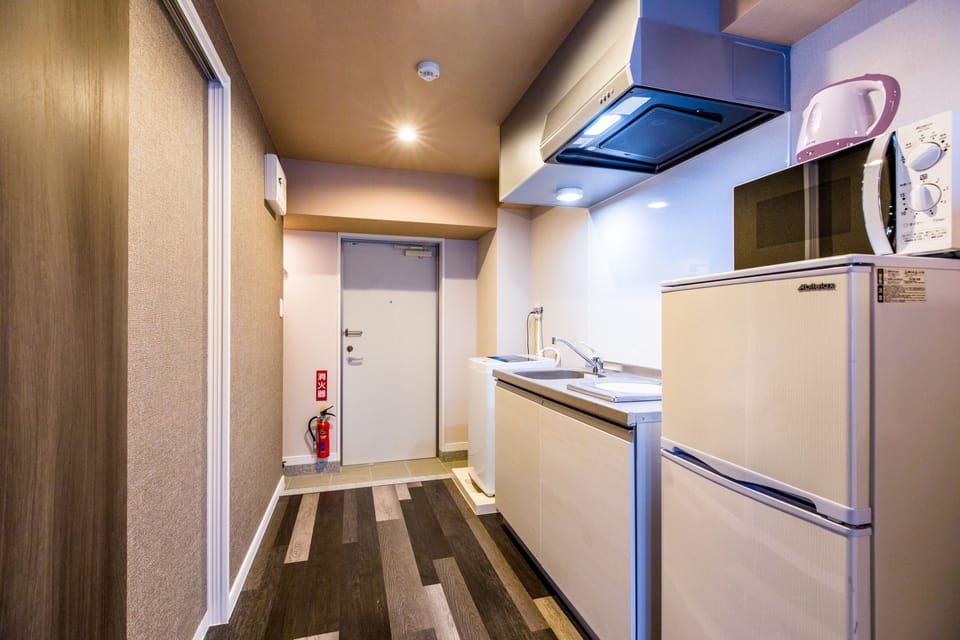 Double Room [24 m²], Non Smoking | Private kitchen | Fridge, microwave, stovetop