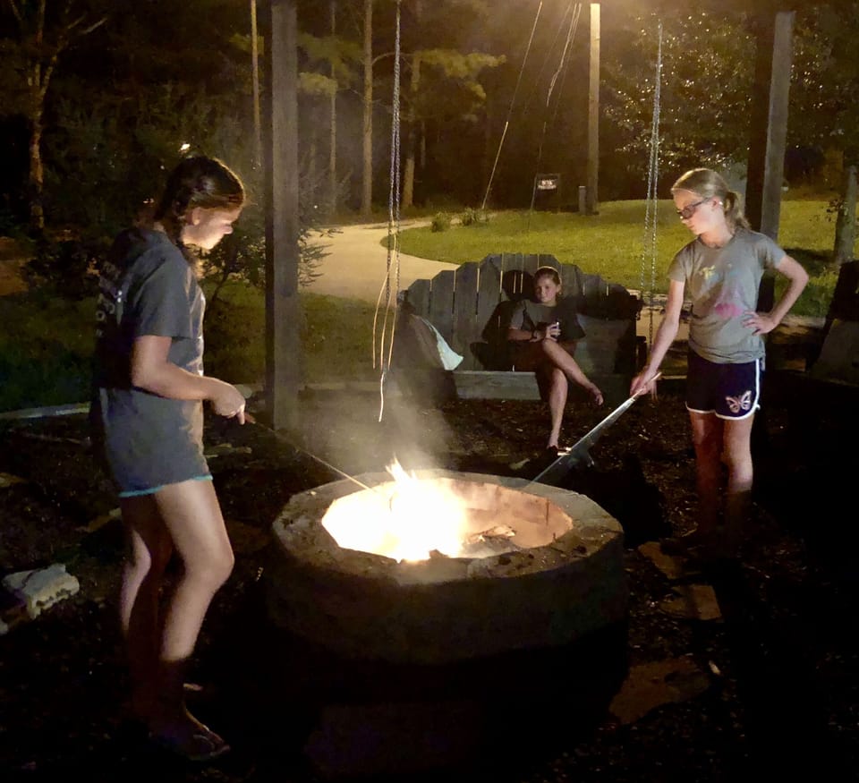 Firepit is great for roasting marshmallows and making s'mores.