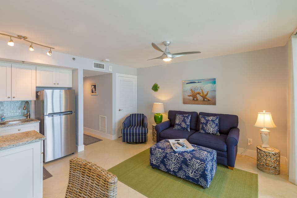 Family Room, custom furniture with upgraded pull out couch