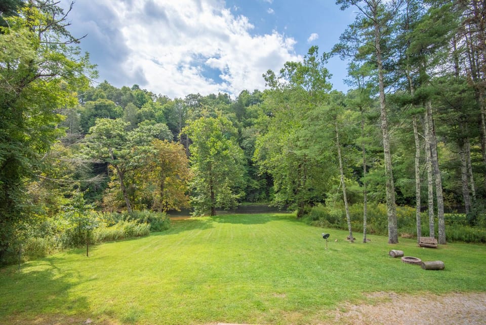 Your private yard and overlooking your piece of the New River...