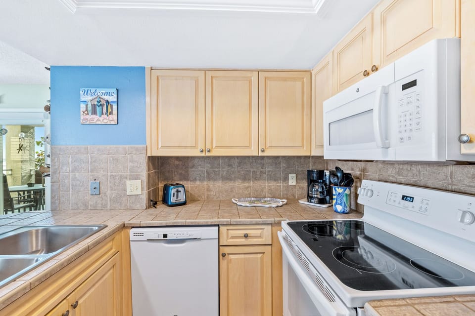 A fully equipped kitchen space for all your cooking needs.
