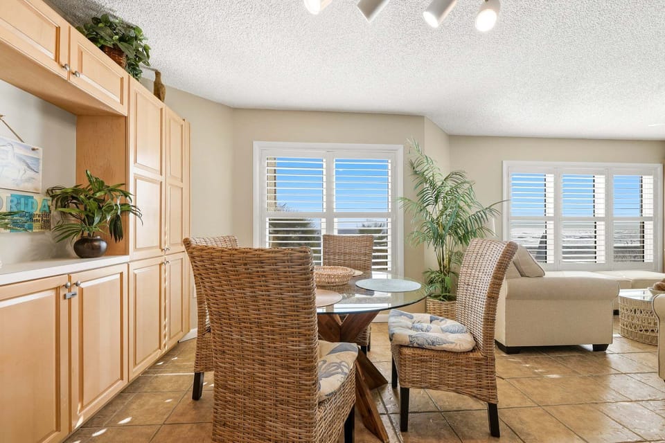 The dining room table has room for 4.