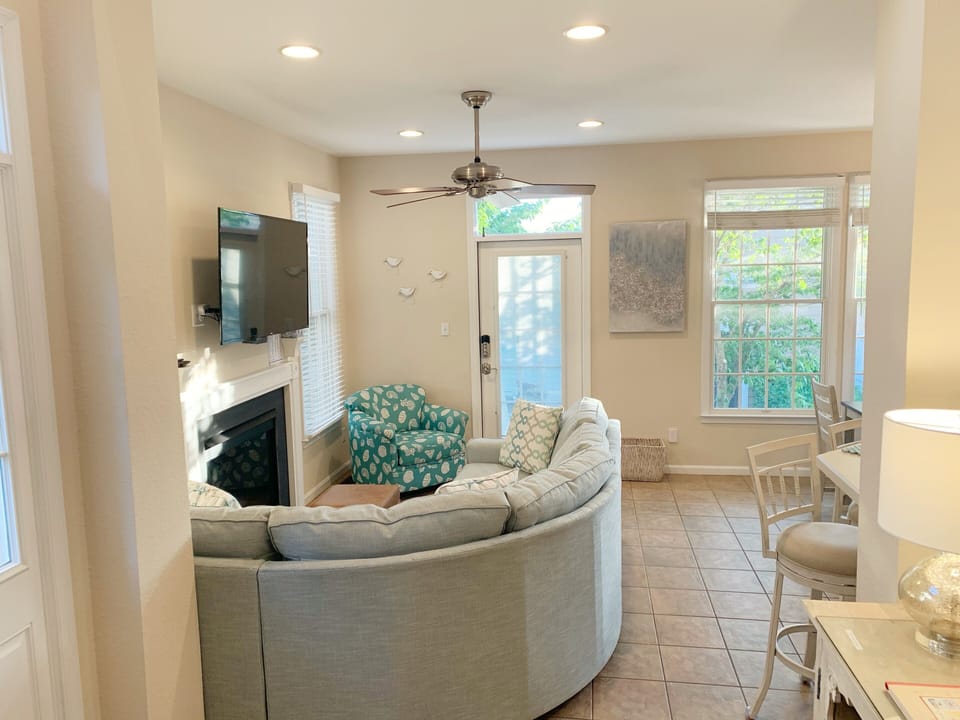 View of Open Main-Level Living Room from Front Door.