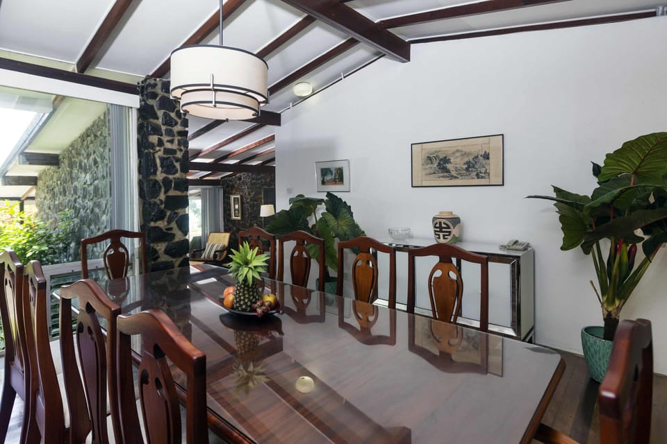 Dining area that accommodates 8 people.
