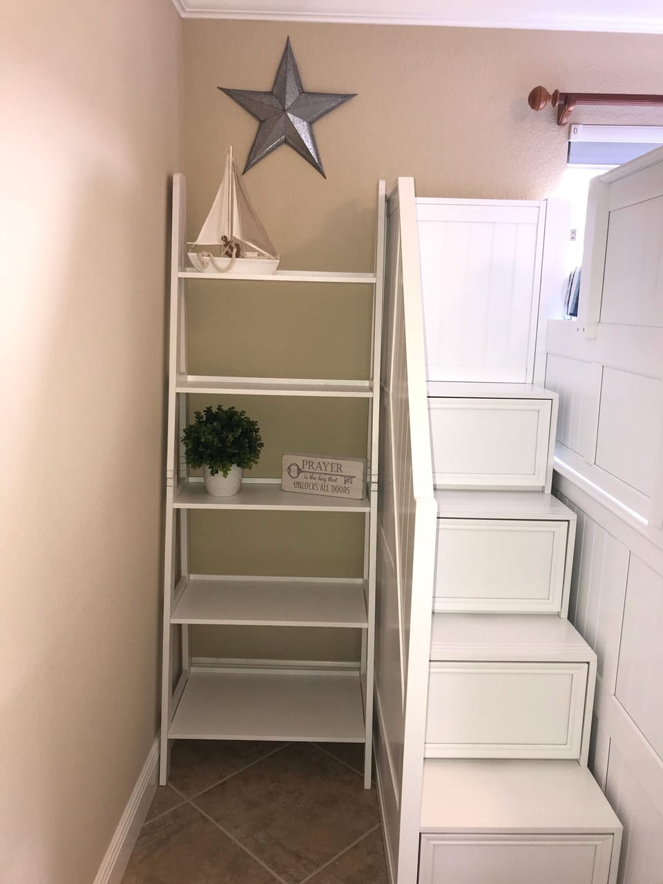 Stairs to bunk are also drawers.   
