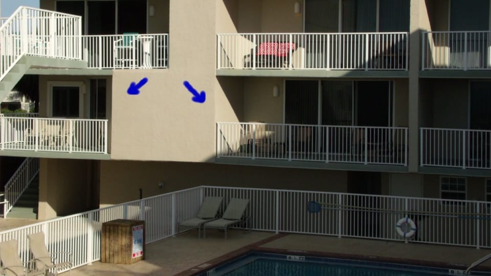 Condo has 2 balconies; one off living room and the other off master bedroom 