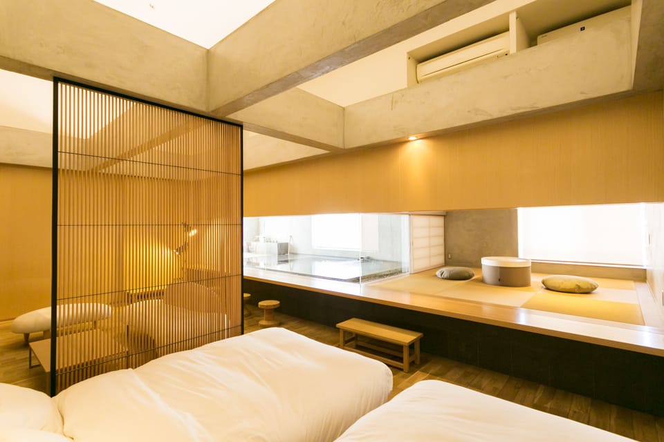 Atrium Japanese/Western Room with black granite bath-SUZUKAKE | Down comforters, in-room safe, desk, laptop workspace