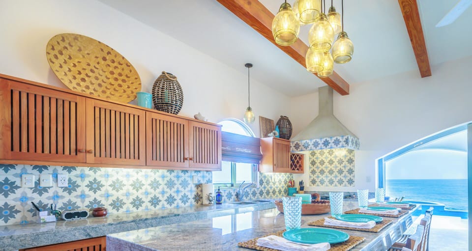 Lots of space to prep meals and entertain in this completely equipped kitchen