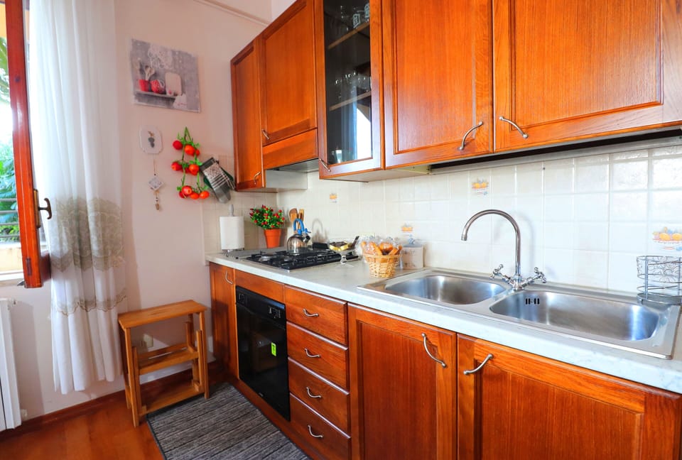 Panoramic Apartment, 2 Bedrooms, Sea View | Private kitchen | Fridge, stovetop, electric kettle, toaster