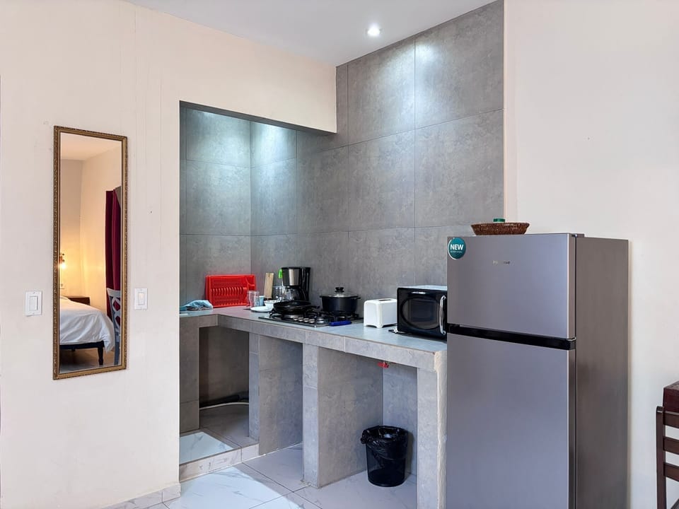 Deluxe Studio, Kitchen | Private kitchen | Microwave