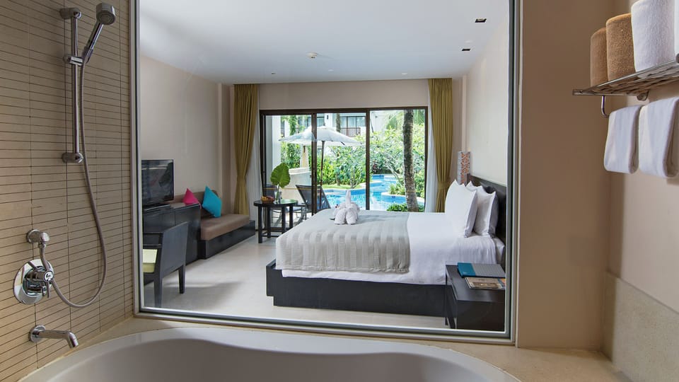 Standard Pool Access | Bathroom | Eco-friendly toiletries, hair dryer, bathrobes, slippers