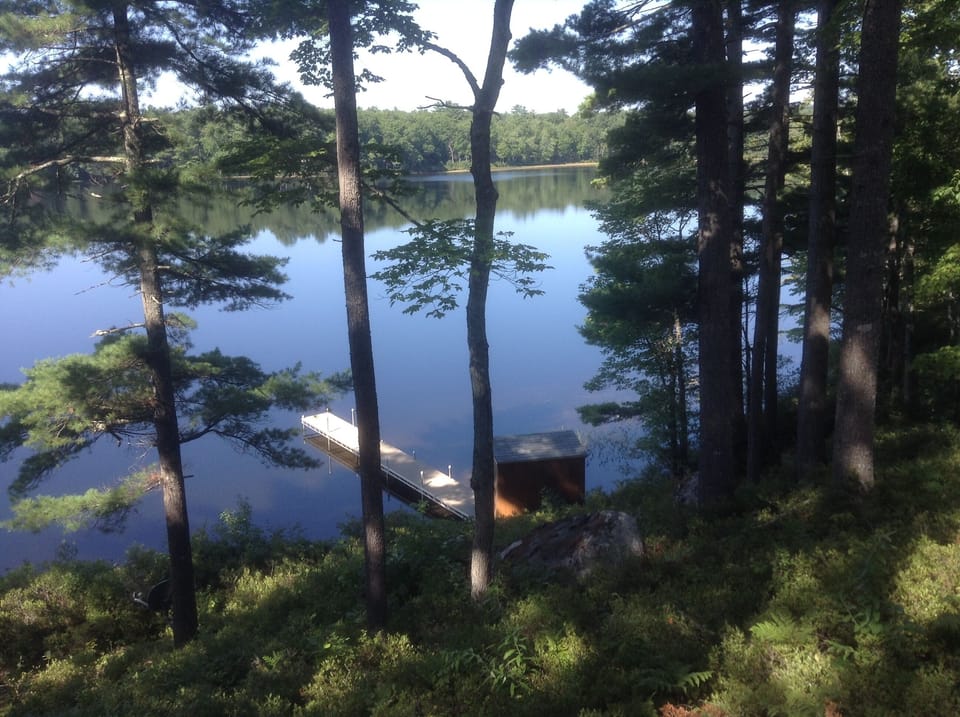 View of lake & pier.