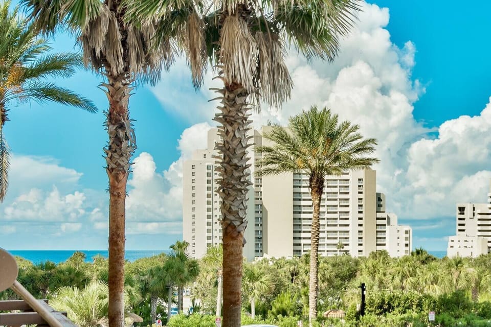 View from the balcony.  " Great host! Excellent communication and quick responses with lots of local tips. Check-in/out was a breeze. The unit is clean, comfy, as described, close to the pool, and VERY walkable to the beach. Provided beach accessories were
