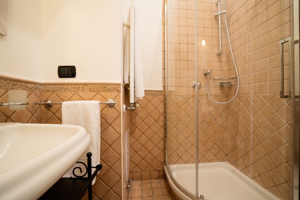 Shower, free toiletries, hair dryer, slippers