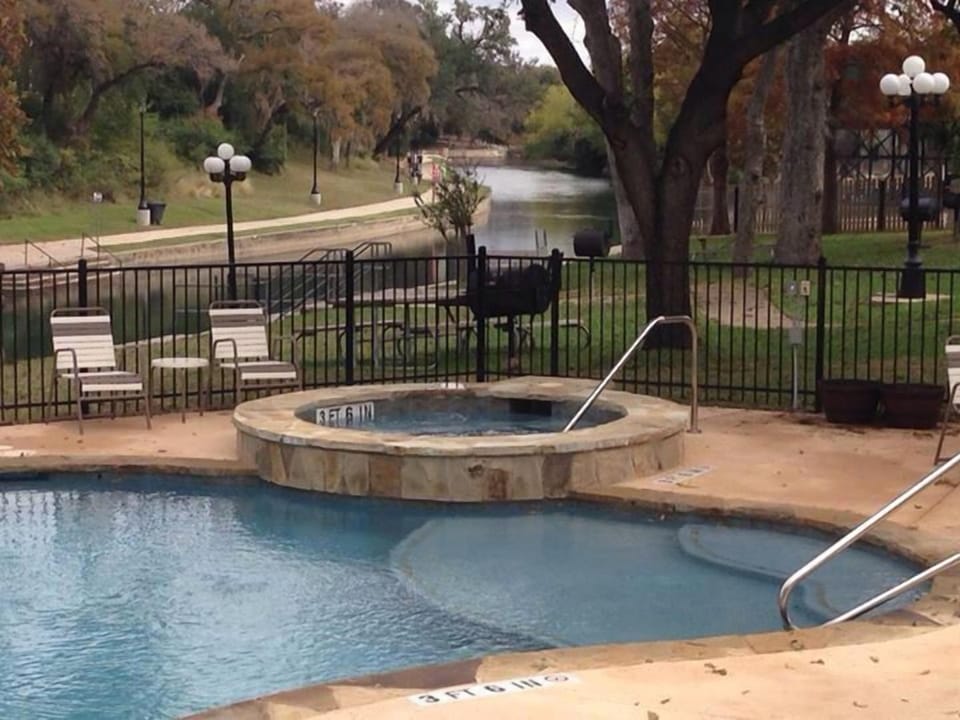 Our riverside pool & hot tub 
