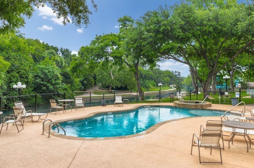 Relax poolside after a day of flotation fun!