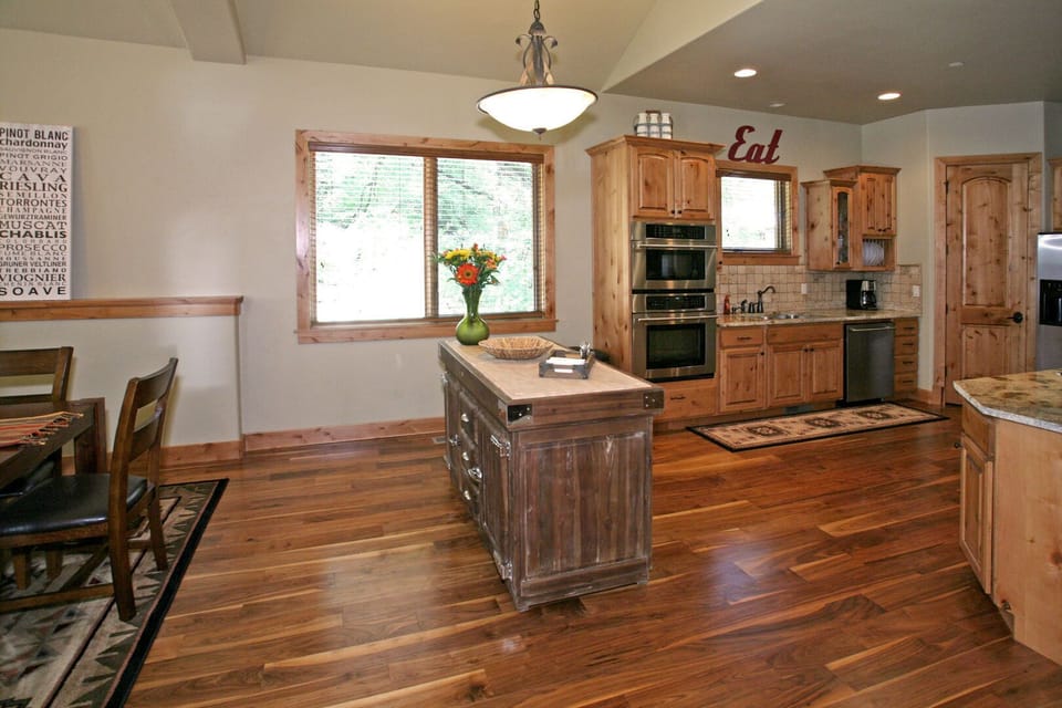 Open plan kitchen and work table for the nightly feasts.
