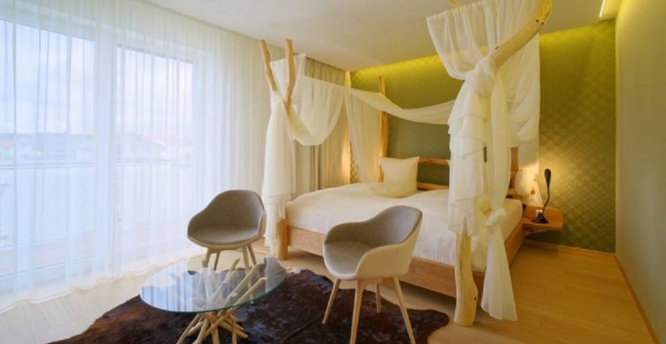 Romantic Double Room, 1 King Bed, Balcony, Garden View | 1 bedroom, premium bedding, minibar, in-room safe