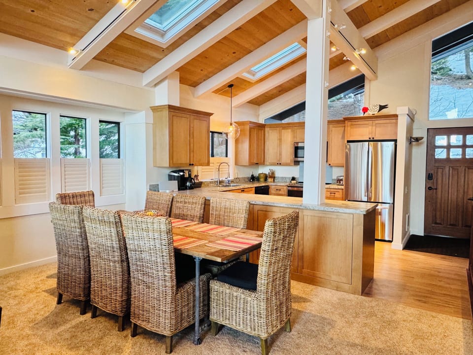 Large dining room table for hosting family meals.