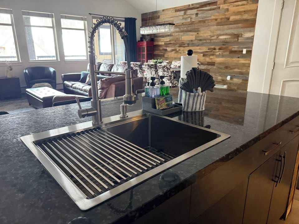 Watch people ski while you cook in the kitchen.