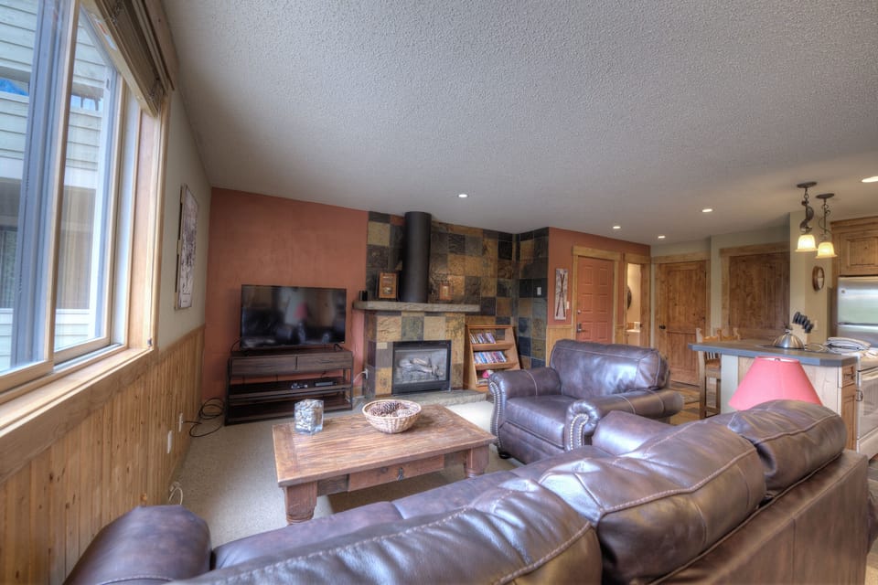 Cozy up to the gas fireplace and watch a movie from our large selection.