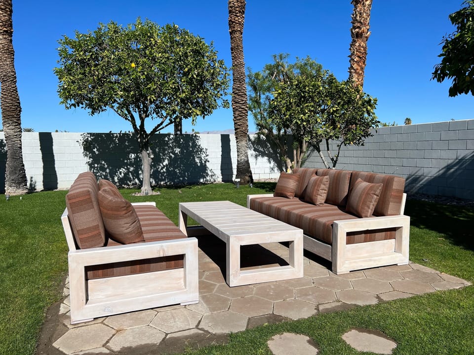 Backyard seating.