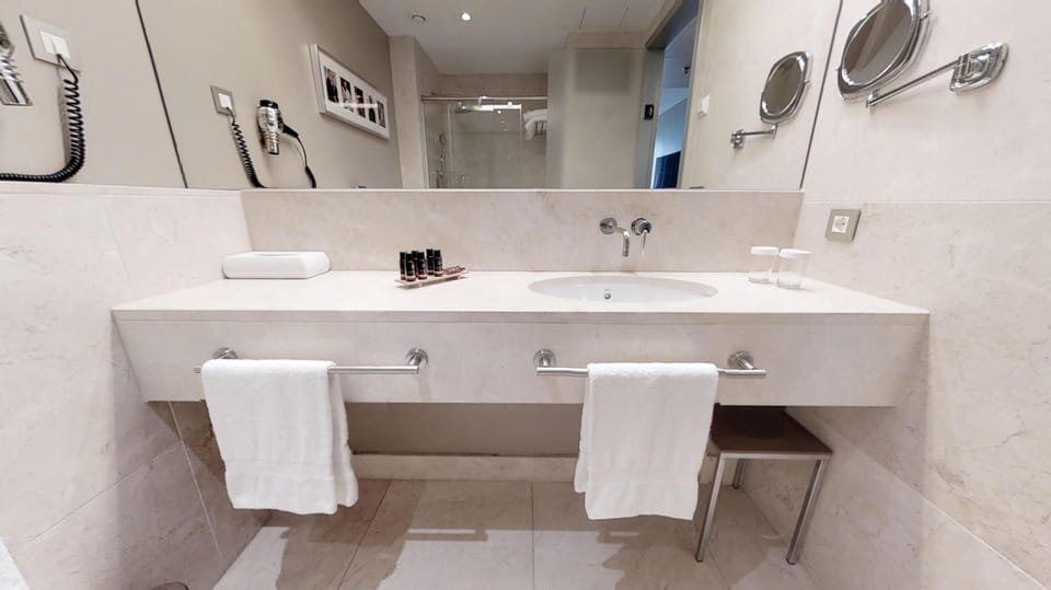 Hair dryer, bidet, towels