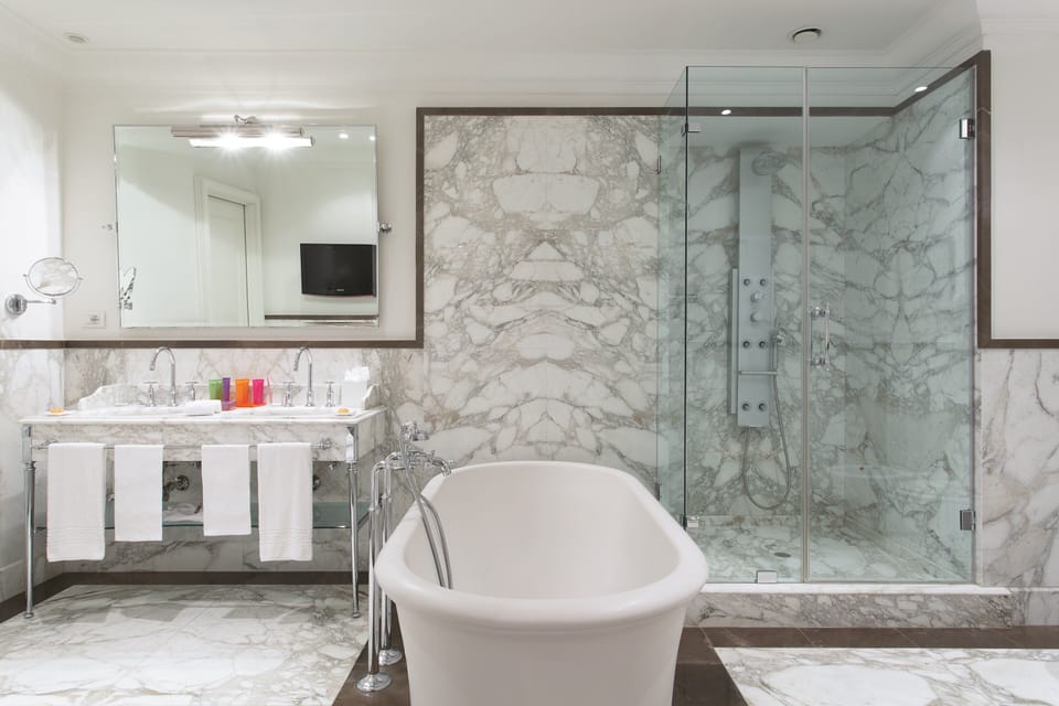 Presidential Suite | Bathroom | Hair dryer, bathrobes, slippers, bidet