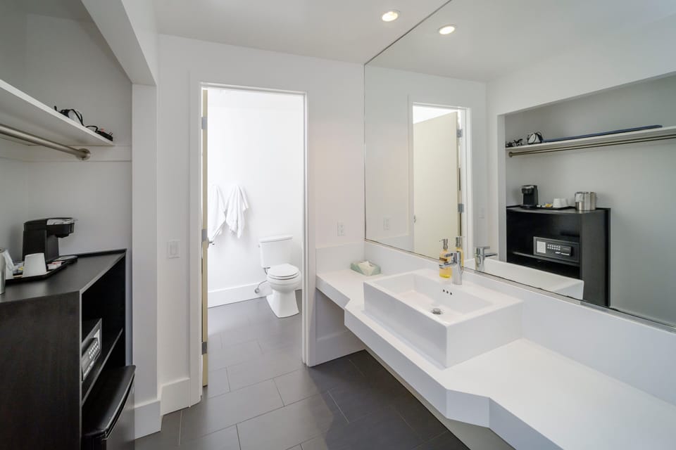 Deluxe Room, 1 King Bed | Bathroom | Rainfall showerhead, free toiletries, hair dryer, towels