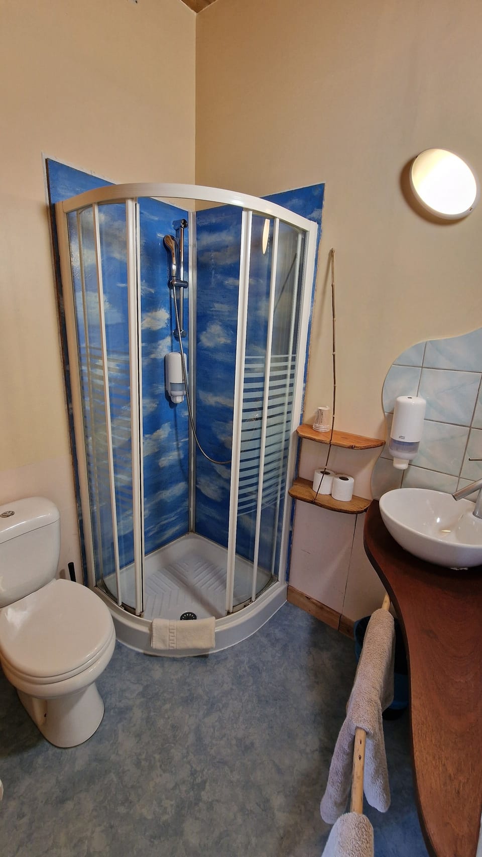 Eco-friendly toiletries, hair dryer, towels, soap