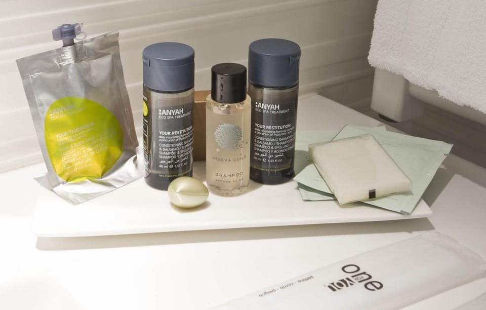 Free toiletries, hair dryer, towels