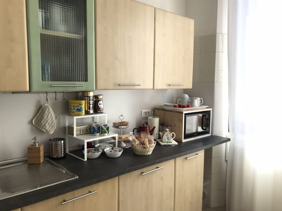 Fridge, microwave, coffee/tea maker, electric kettle