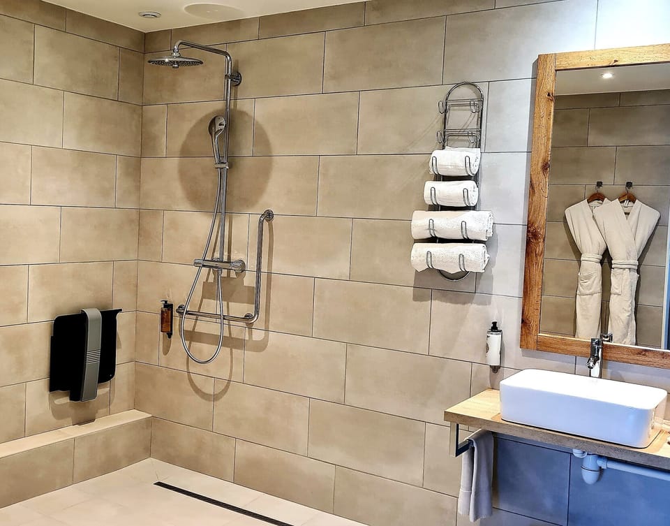Deluxe Double Room | Bathroom | Shower, free toiletries, hair dryer, slippers
