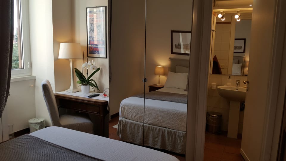 Comfort Double Room Single Use, Private Bathroom | Down comforters, desk, blackout drapes, iron/ironing board