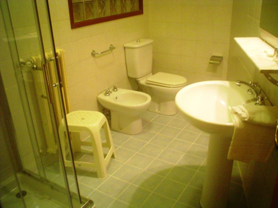 Combined shower/tub, free toiletries, hair dryer, bidet