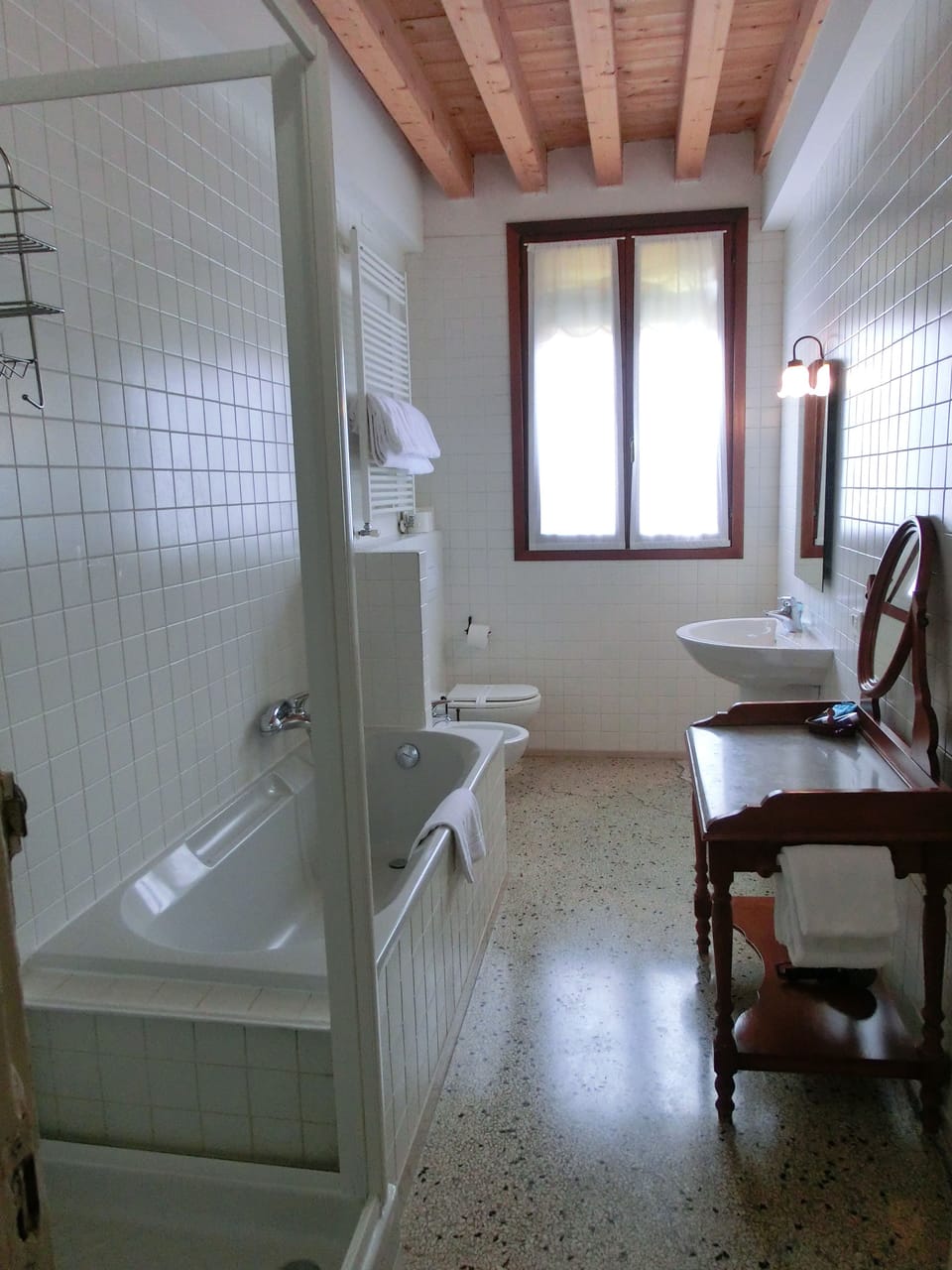 Free toiletries, hair dryer, bidet, towels
