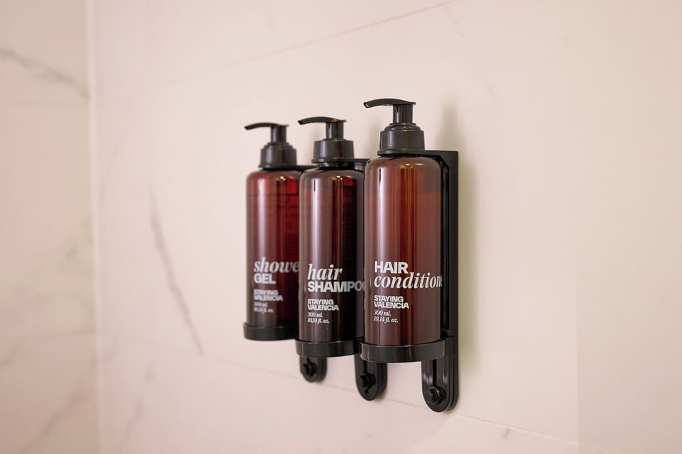 Shower, free toiletries, hair dryer, slippers