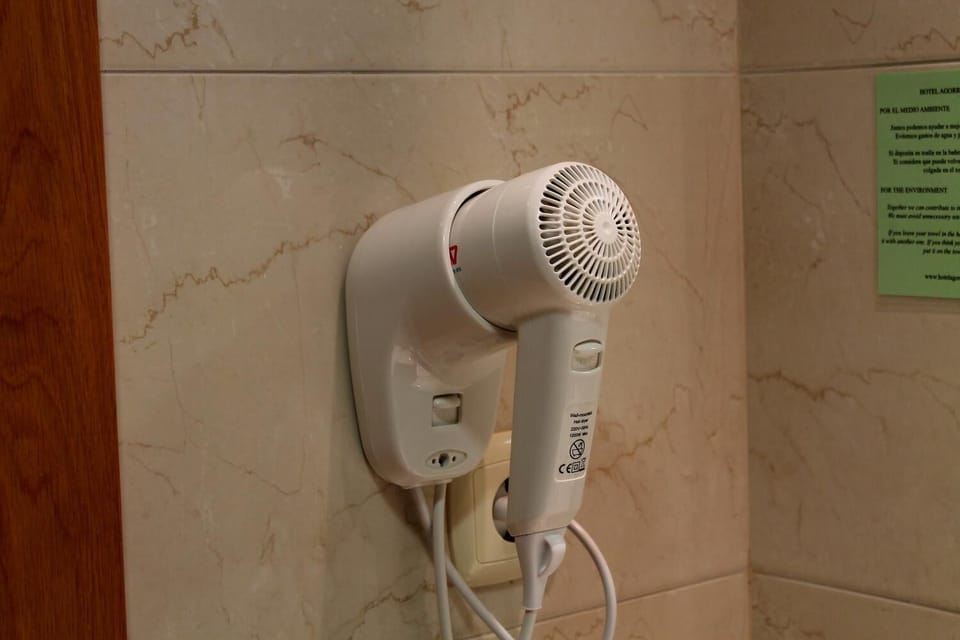 Free toiletries, hair dryer