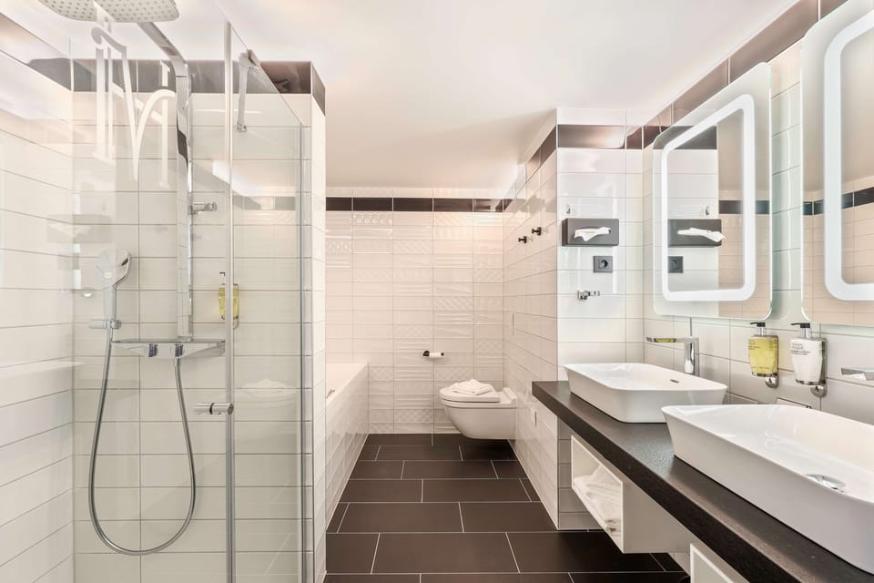 Hair dryer, bathrobes, towels